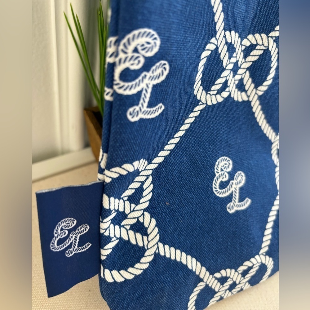 Estee Lauder Tote Bag Beach Blue White Knots Rope Nautical Brand New - Picture 7 of 11